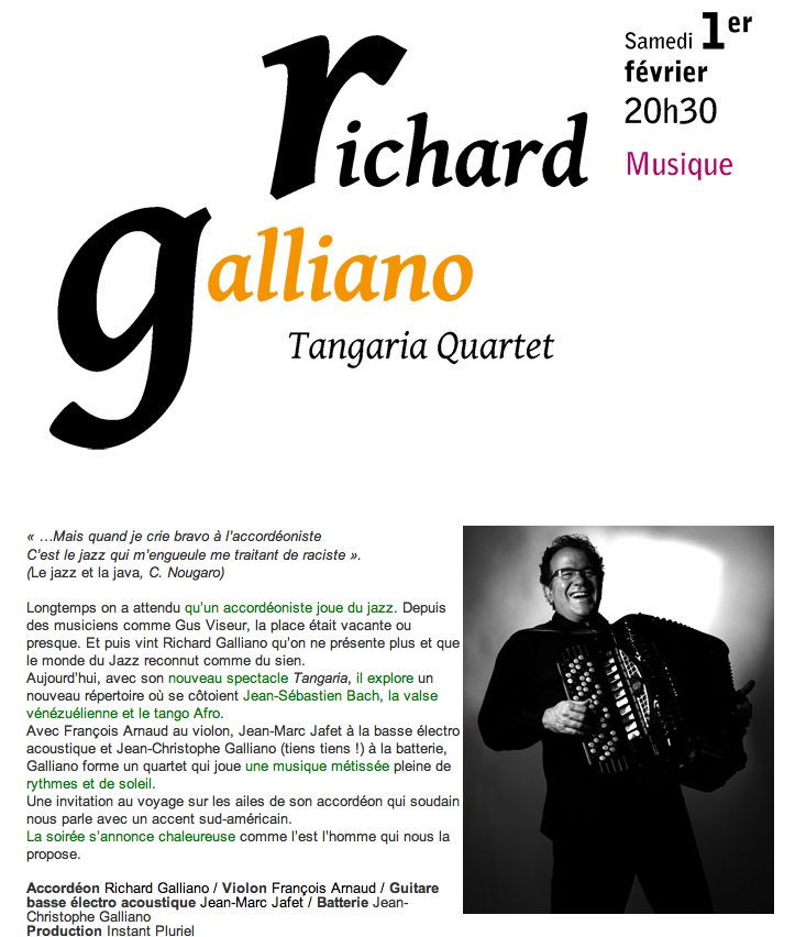 Tangaria quartet Richard Galliano
